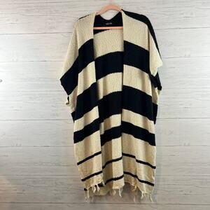Fab'rik Black and Cream Color Block Open Front Cardigan Size S/M